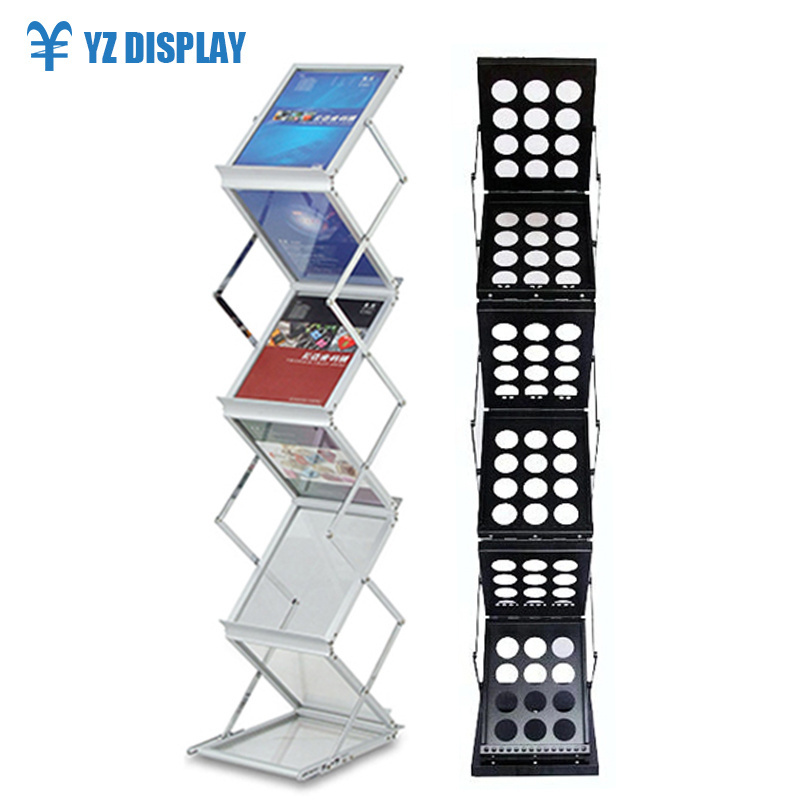 Foldable Aluminum/ Iron Magazine Catalog Holder A4 Brochure Rack Stands