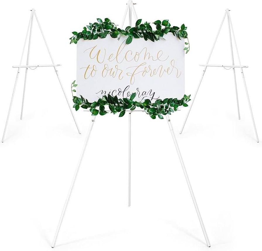 Wooden Tripod Display Easel Stand for Wedding Sign Poster A-frame Artist Easel Floor with Tray for Painting Canvas Natural