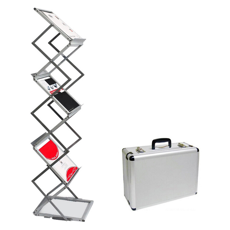 Foldable Aluminum/ Iron Magazine Catalog Holder A4 Brochure Rack Stands