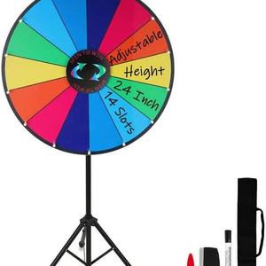 Prize Wheel with Folding Tripod Floor Stand Height Adjustable 14 Slots Color Dry Erase Spin Wheel Spinner Game