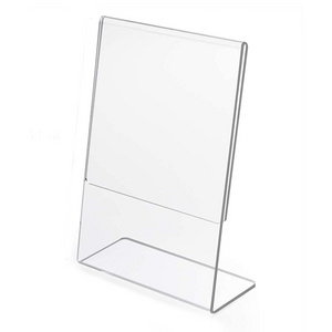 L Sign Holder Slant Back Sign Holders Portrait Ad Frames Clear Durable Flyer Display Stand for Office Home Store Restaurant