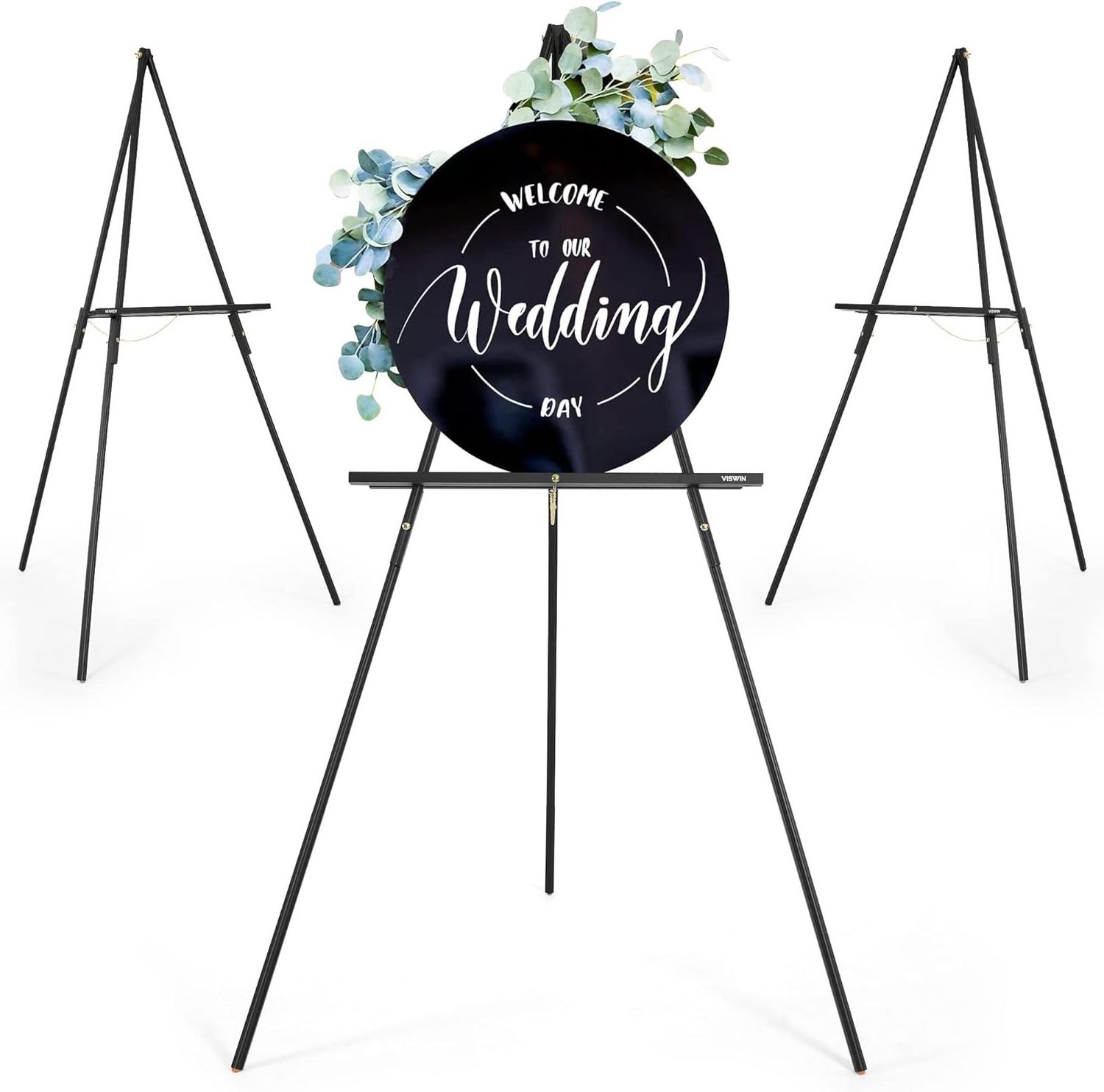 Wooden Tripod Display Easel Stand for Wedding Sign Poster A-frame Artist Easel Floor with Tray for Painting Canvas Natural