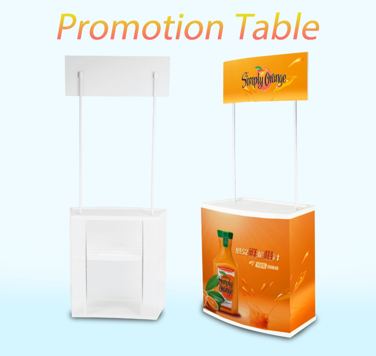 Low price plastic portable supermarket sales table removable advertising promotion table pop up promotion table counter