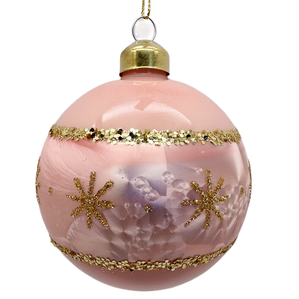 pink  glitter Customized Pattern Bulk Baubles Items Christmas Decoration Gifts Glass Ball Ornaments