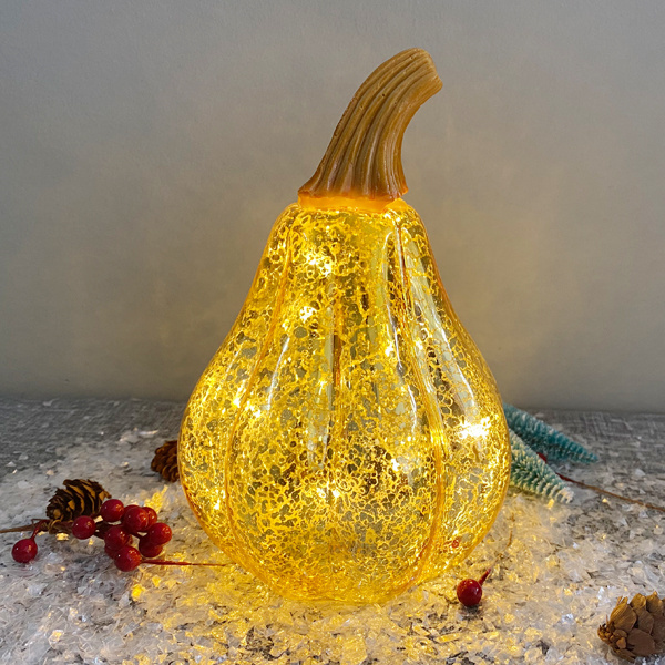 Halloween decoration pumpkin shape gold glass pumpkin led lights for home decor