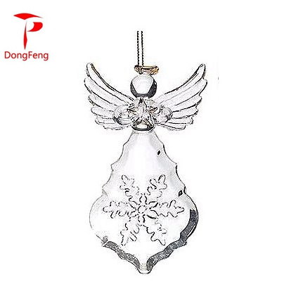 2019 Wholesale Crystal pendant Carved Snowflakes Gold Plated Glass Angel