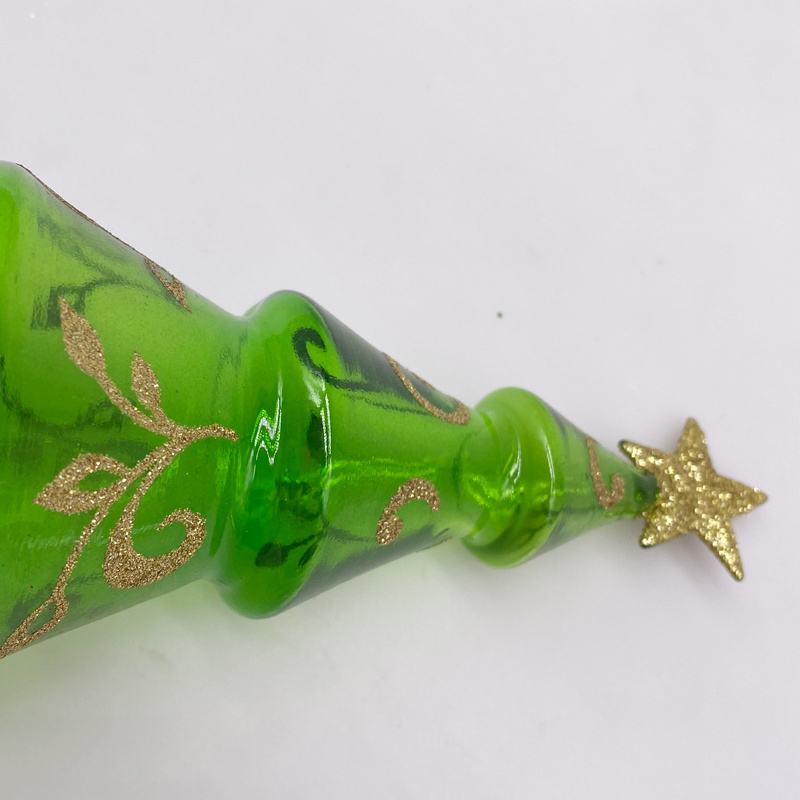 new arrivals glass material and green color diy hanging christmas tree  glass craft