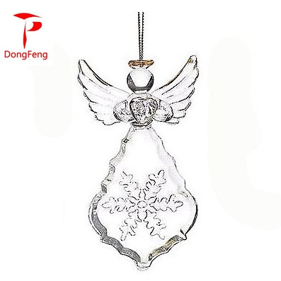 2019 Wholesale Crystal pendant Carved Snowflakes Gold Plated Glass Angel