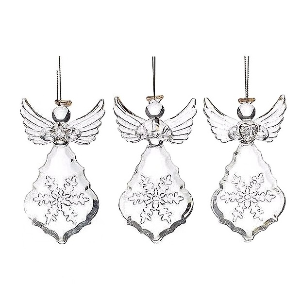 2019 Wholesale Crystal pendant Carved Snowflakes Gold Plated Glass Angel