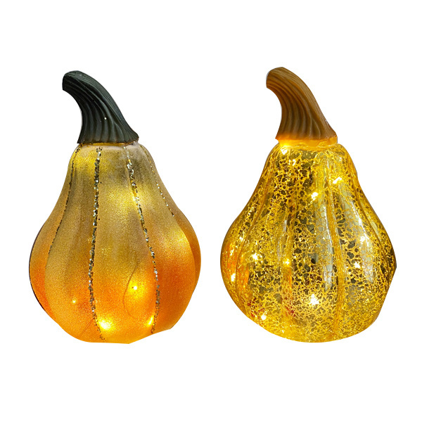 Halloween decoration pumpkin shape gold glass pumpkin led lights for home decor