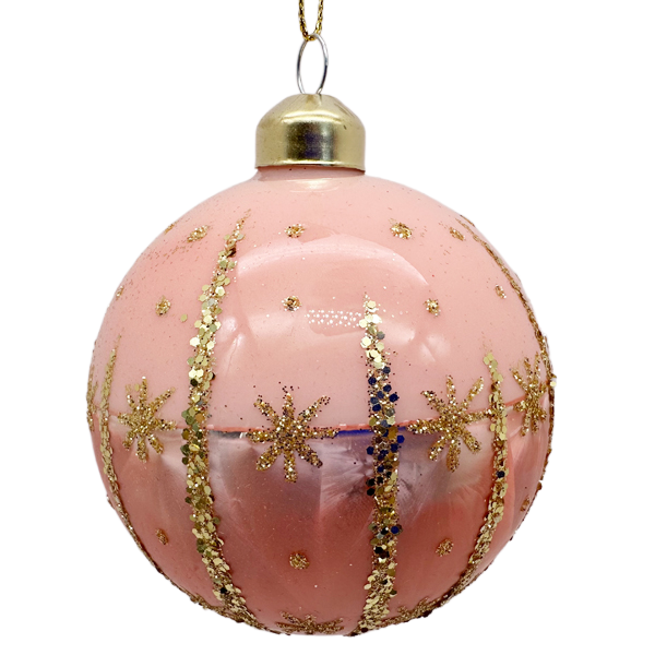 pink  glitter Customized Pattern Bulk Baubles Items Christmas Decoration Gifts Glass Ball Ornaments