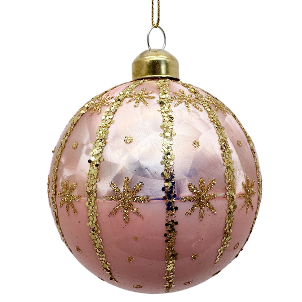 pink  glitter Customized Pattern Bulk Baubles Items Christmas Decoration Gifts Glass Ball Ornaments