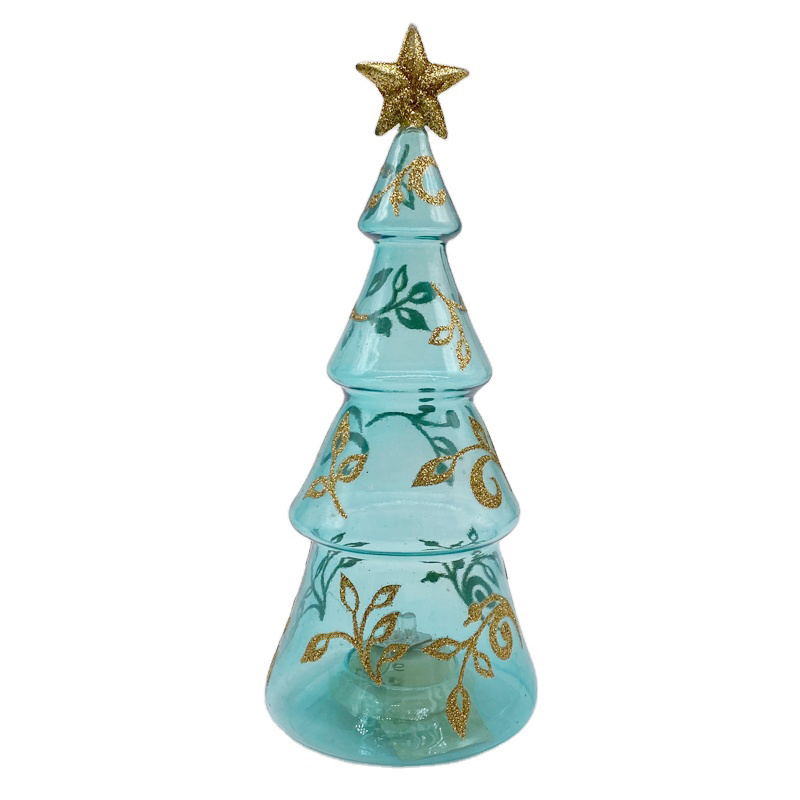 new arrivals glass material and green color diy hanging christmas tree  glass craft