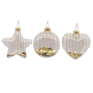 Transparent clear flat disc glass Christmas ball bauble hanging blank round ornaments