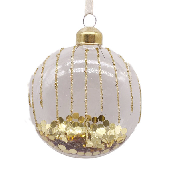 Transparent clear flat disc glass Christmas ball bauble hanging blank round ornaments