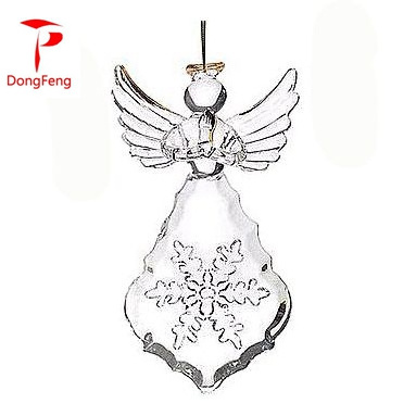 2019 Wholesale Crystal pendant Carved Snowflakes Gold Plated Glass Angel