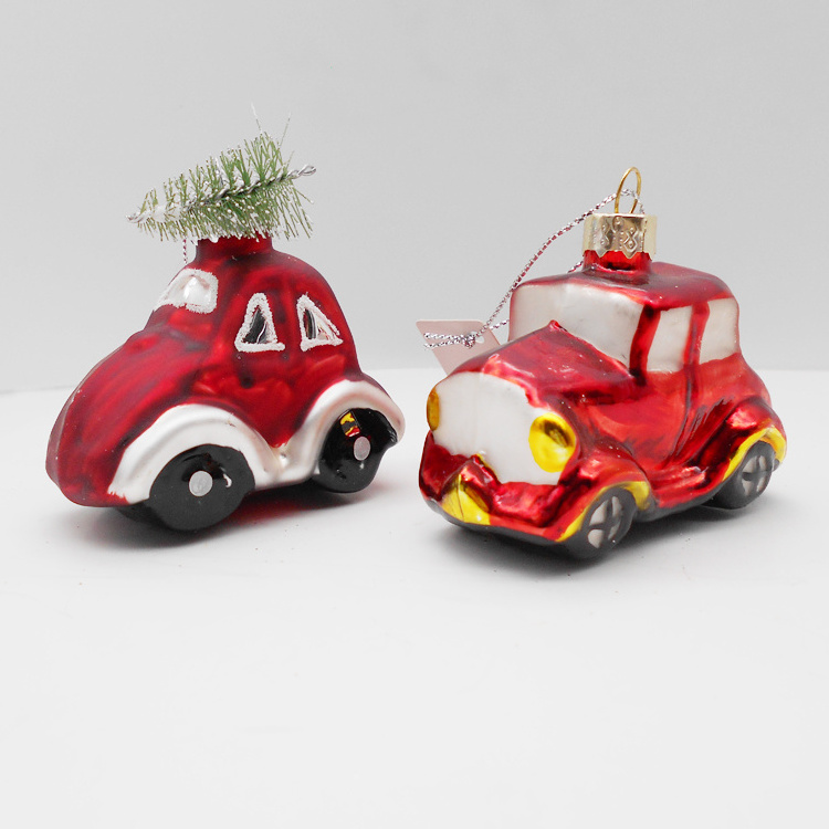 Christmas glass car spaceship pendant series Xmas tree indoor ornaments perfect home festival party hanging decorations