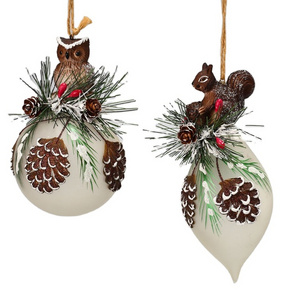 Squirrel Owl Decorative Handmade Christmas Tree Ornament Glass Hanging Balls