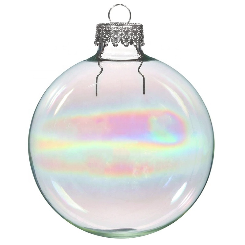 High quality clear iridscent glass ball Christmas ornament for home decoration