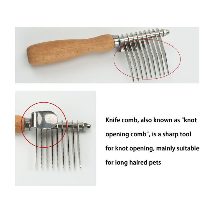 Pet supplies cleaning kit cat stainless steel open knot massage dog floating hair comb grooming products pet knot comb