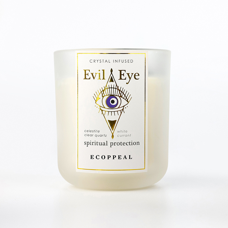 In Stock 14OzCustom Gift Box Crystal Spiritual Scented Aromatherapy Candles Luxury Private Label Small Evil Eye Candles