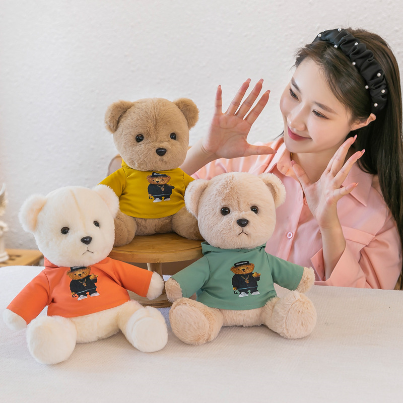 Custom Logo Personalized Promotional Mascot Gift Doll Soft Stuffed Plush Toys Teddy Bear with Hoodies T-shirt T Shirt Clothes