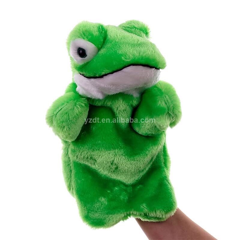 Frog Custom Logo Puppet Soft Animal Toy Stuffed Plush Frog Finger Hand Puppet