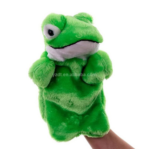 Frog Custom Logo Puppet Soft Animal Toy Stuffed Plush Frog Finger Hand Puppet