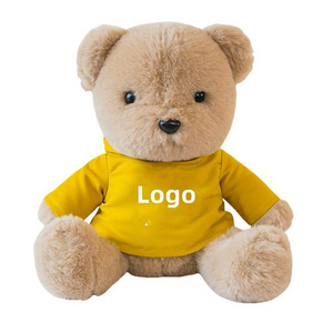 Custom Logo Personalized Promotional Mascot Gift Doll Soft Stuffed Plush Toys Teddy Bear with Hoodies T-shirt T Shirt Clothes