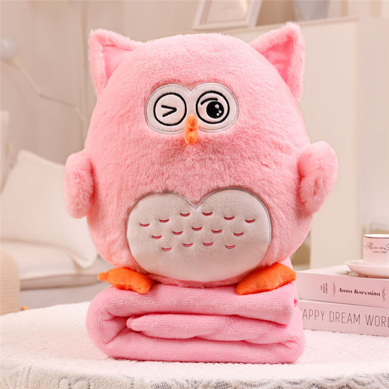 Wholesale Custom Soft Sleep Plush Toys Stuffed Animals Owl with Blanket for Kid Baby Child