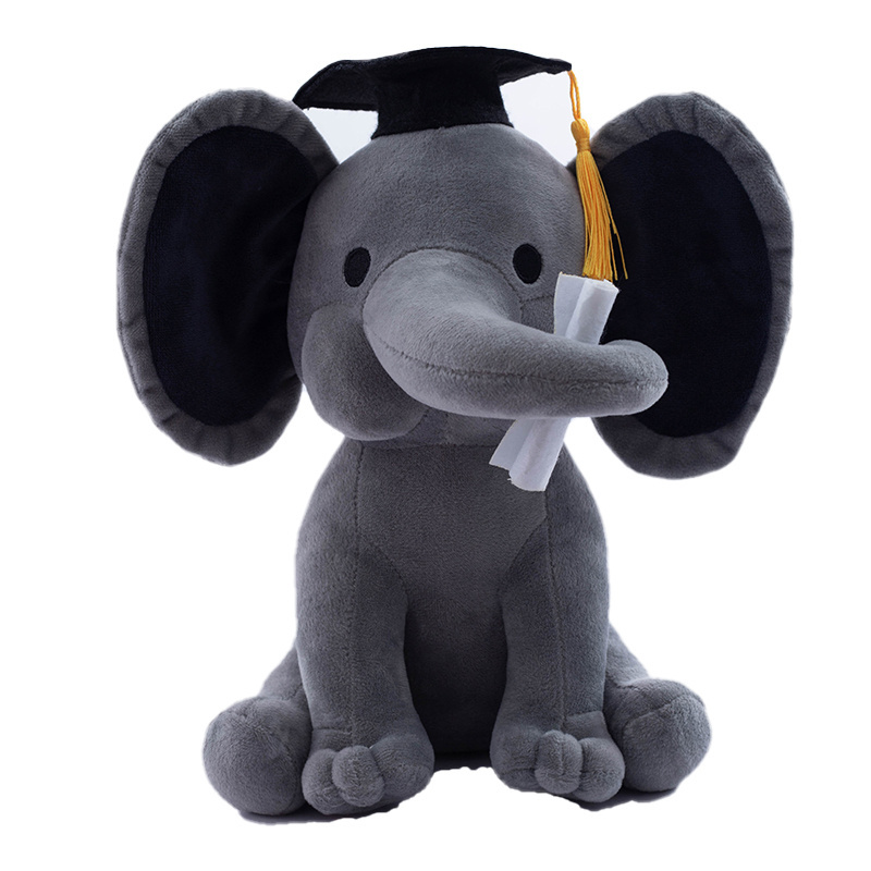 Graduation University Mascot Souvenir Gift Elephant Plush Toy Big Ears Grey Elephant Stuffed Plush Toy