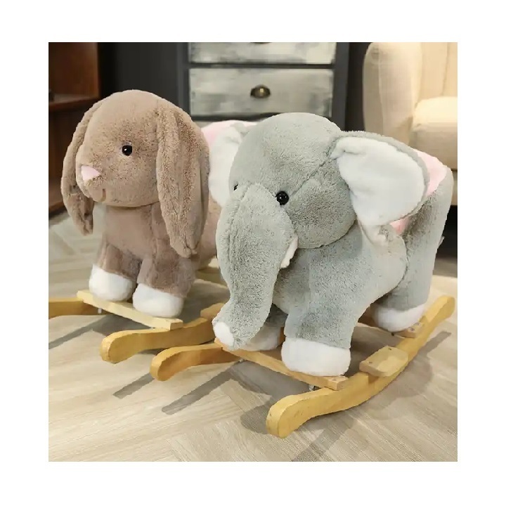 OEM ODM custom soft elephant riding rocking chair kids plush riding toys plush rocking horse stuffed animal plush toys decor