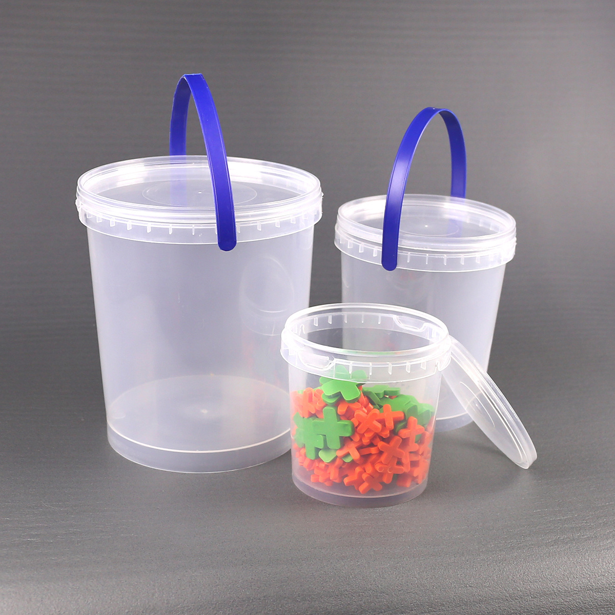 5 gallon plastic bucket Customized PP BPA Plastic Bucket white clear plastic ice cream Container bucket with lid with handle