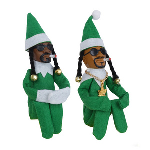 Hot Selling Christmas Toy Christmas Elf Doll Handmade Hip Hop Black Dolls Plush Toy