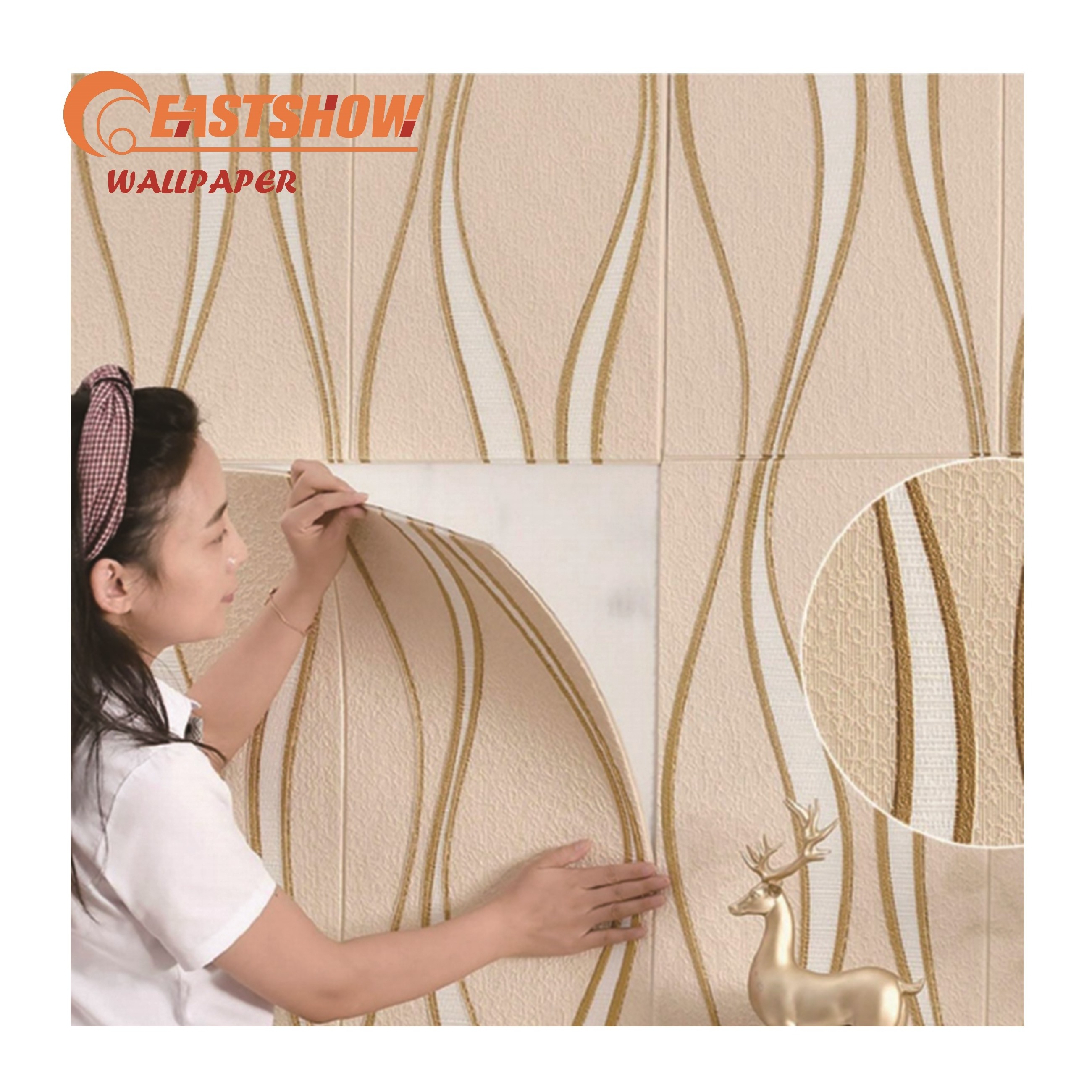 Luxury Wall Decor Interior Waterproof 3D  Wholesale Self Adhesive Wallpaper PE Foam Unique Design  Wall Sticker