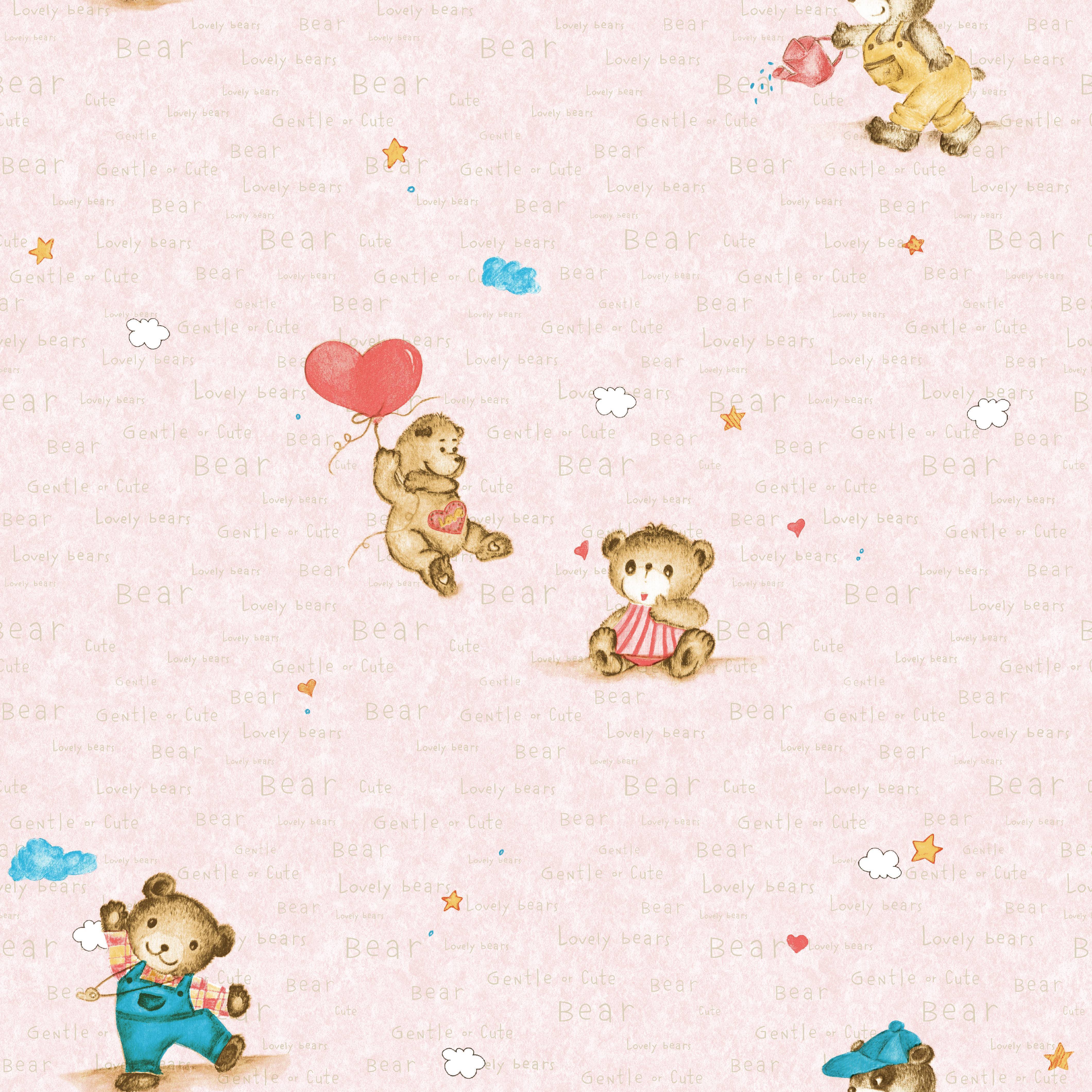 cartoon wallpaper cute pink brown bear wallpaper rolls for Kids girl baby bedroom