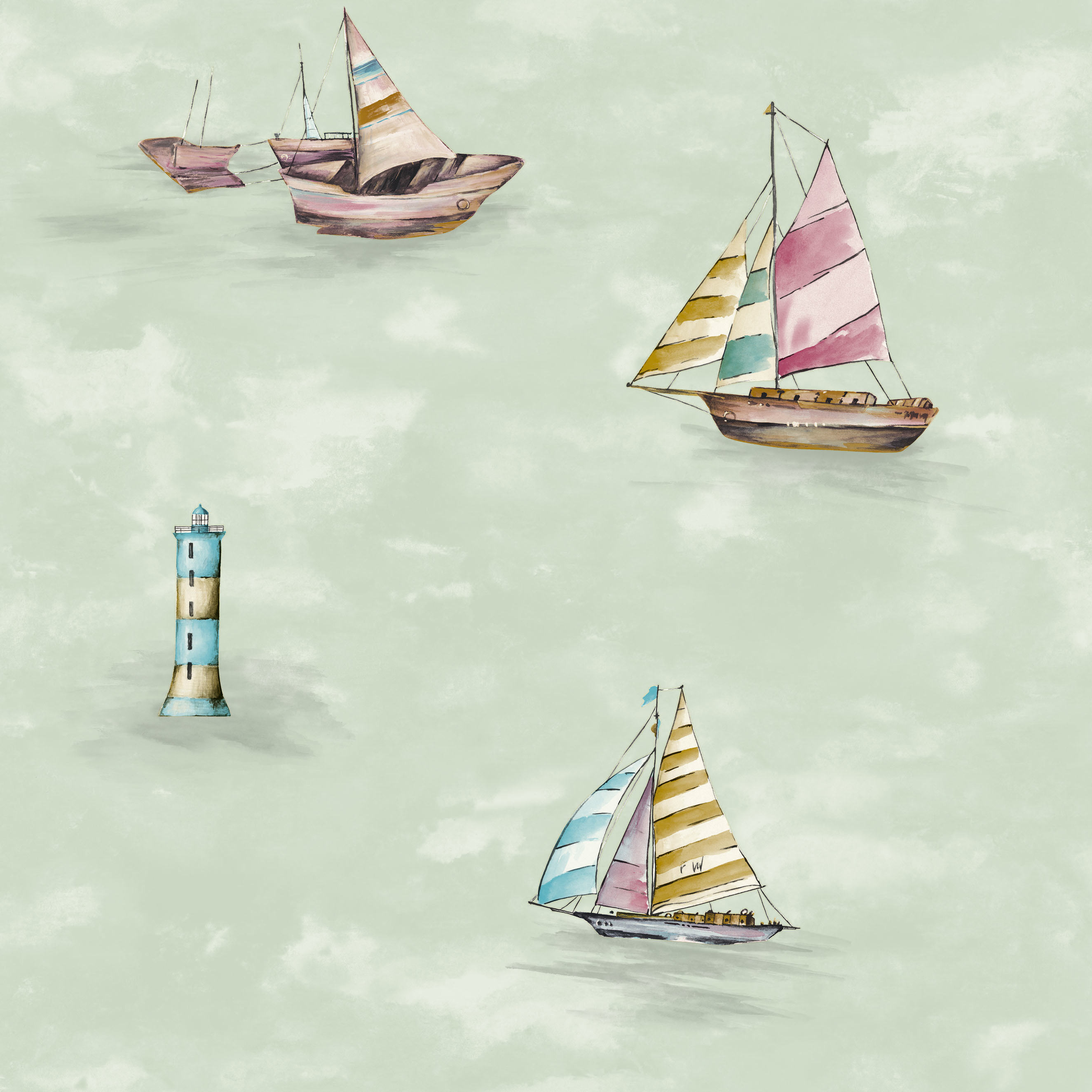 3D blue sky sailboat pattern Children Cartoon Kids Wallpaper For nursery Kids Room