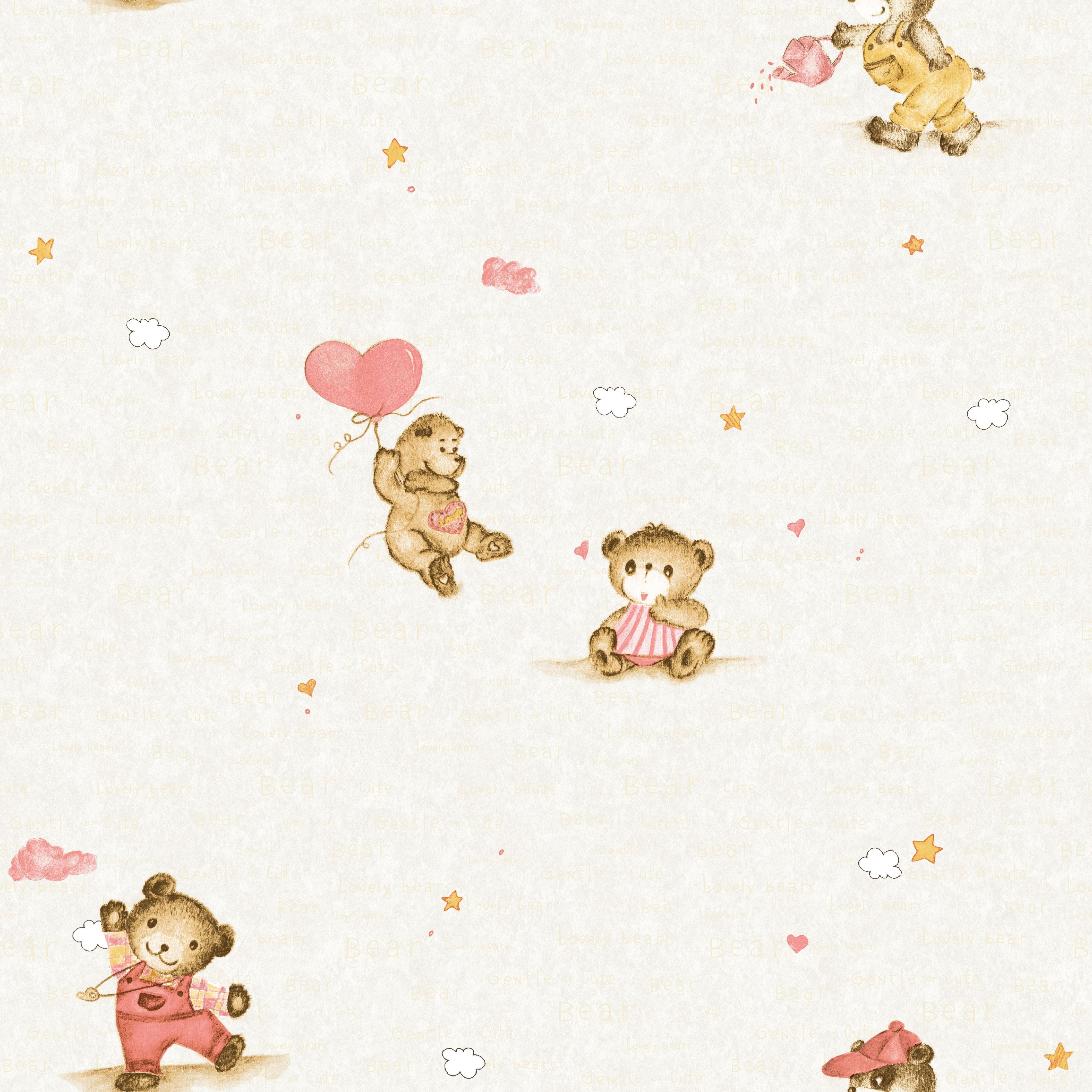 cartoon wallpaper cute pink brown bear wallpaper rolls for Kids girl baby bedroom