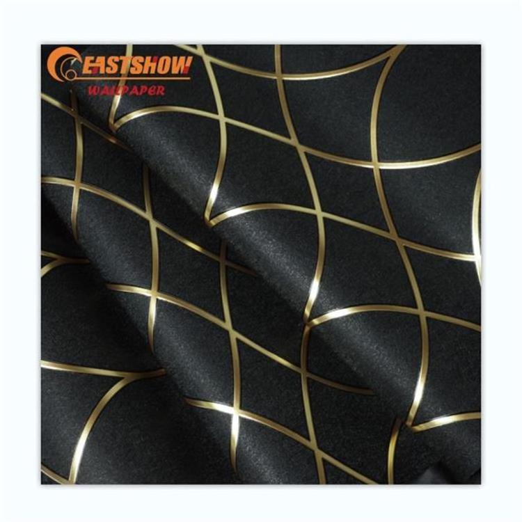 hot sale luxury geometric shining sparkle light gold foil metallic pvc wallpaper