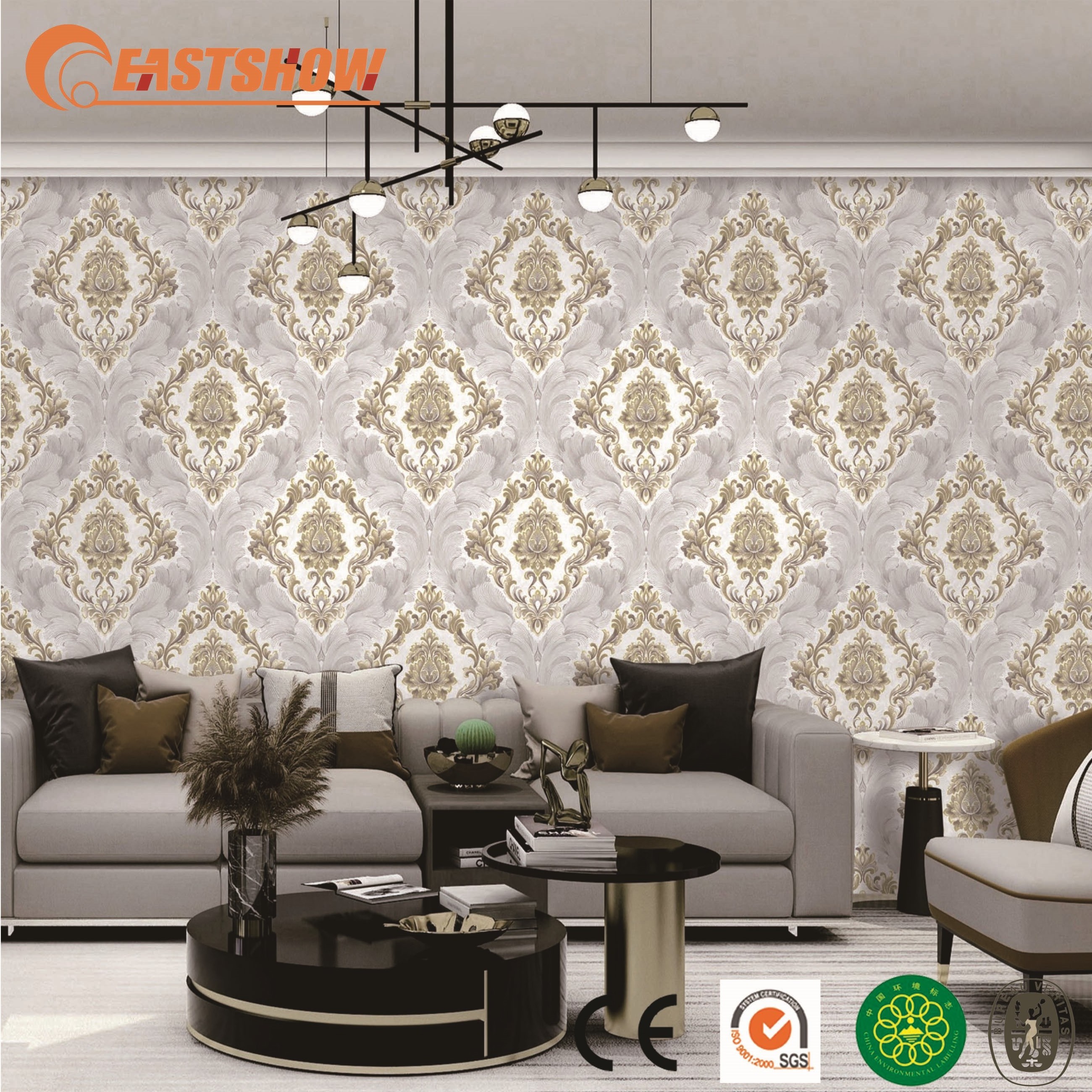 3d pvc wallpaper big size classic pvc wallpaper for home decoration