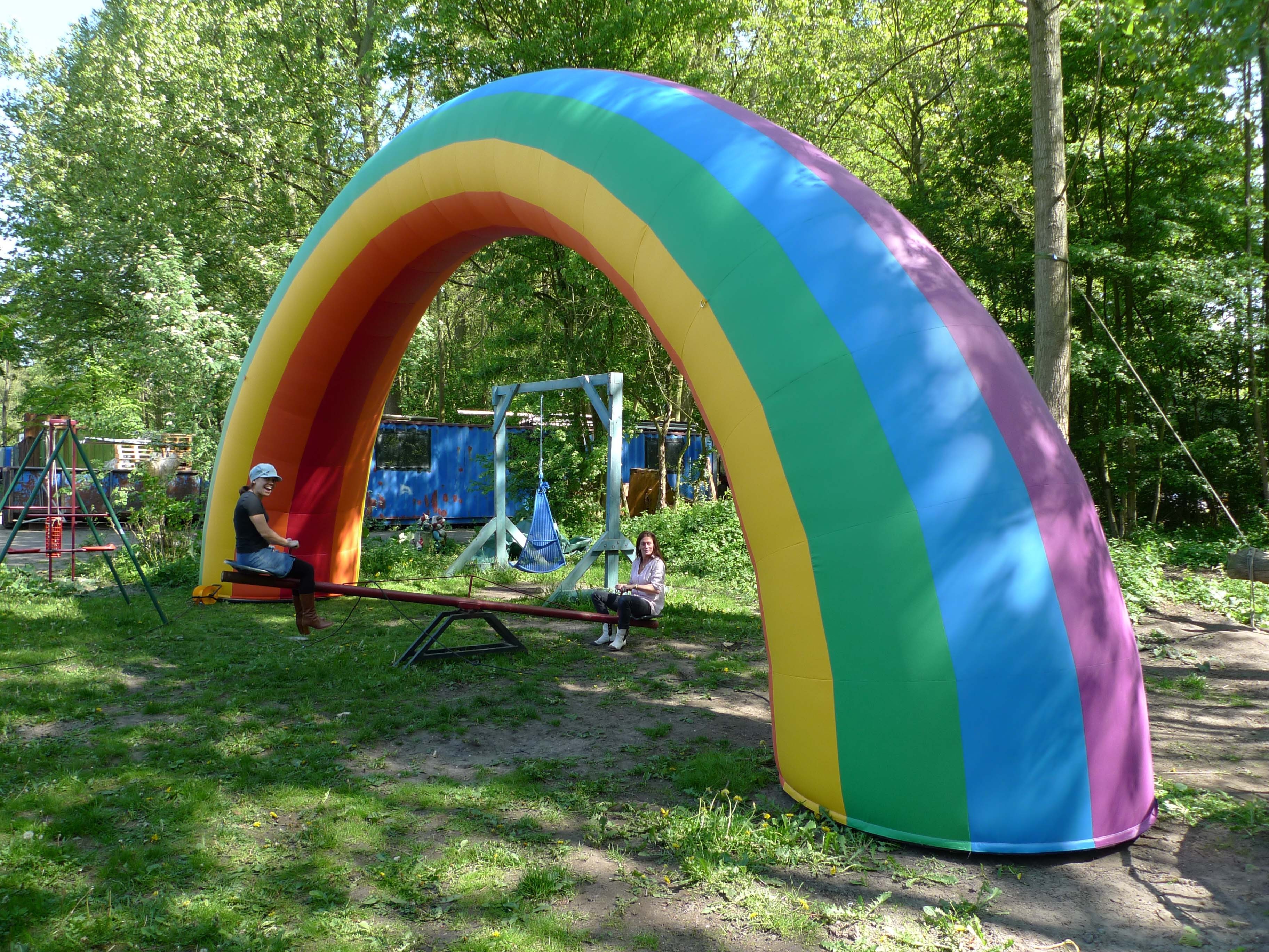 Custom lighted inflatable rainbow arch for event inflatable finish line arch