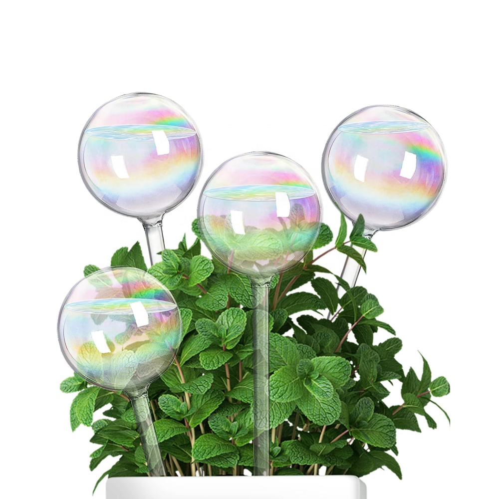 Home Plant Colorful Hand-Blown Cat Design Plant Waterer Self Watering Bulbs Clear Glass Plant Watering Globes