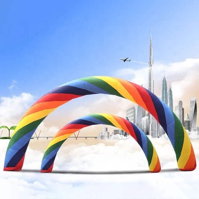 Custom lighted inflatable rainbow arch for event inflatable finish line arch