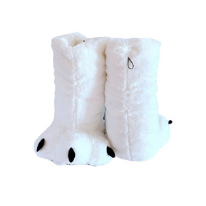 Special custom Winter Slippers teddy bear fluffy slippers for girls Cute Bear Claw Cotton Boots slippers