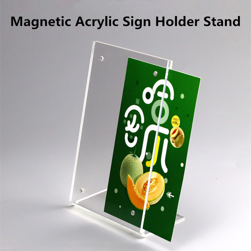 Menu Stand A5 l shape magnets Table Top Clear Acrylic Sign Holder Restaurant