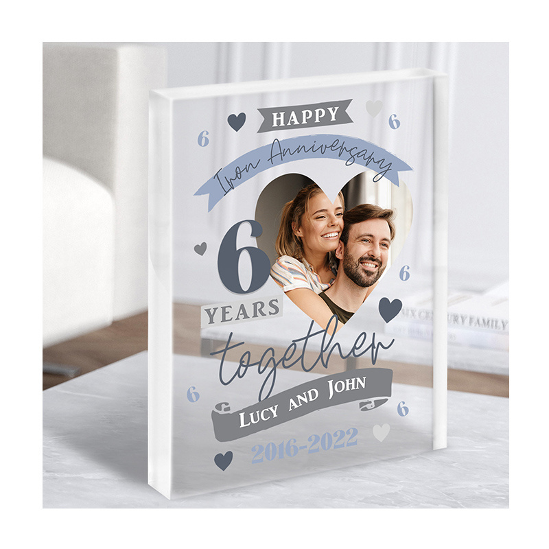 Personalized Wedding Anniversary Gifts Acrylic Plaque With Photo Custom Uv Printing Acrylic Block