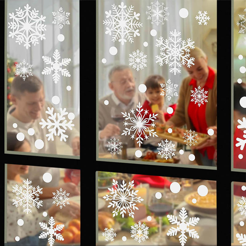 Transfer Snowflake Stickers Clear Vinyl Window Clings Static Window Decorative Decals for Christmas