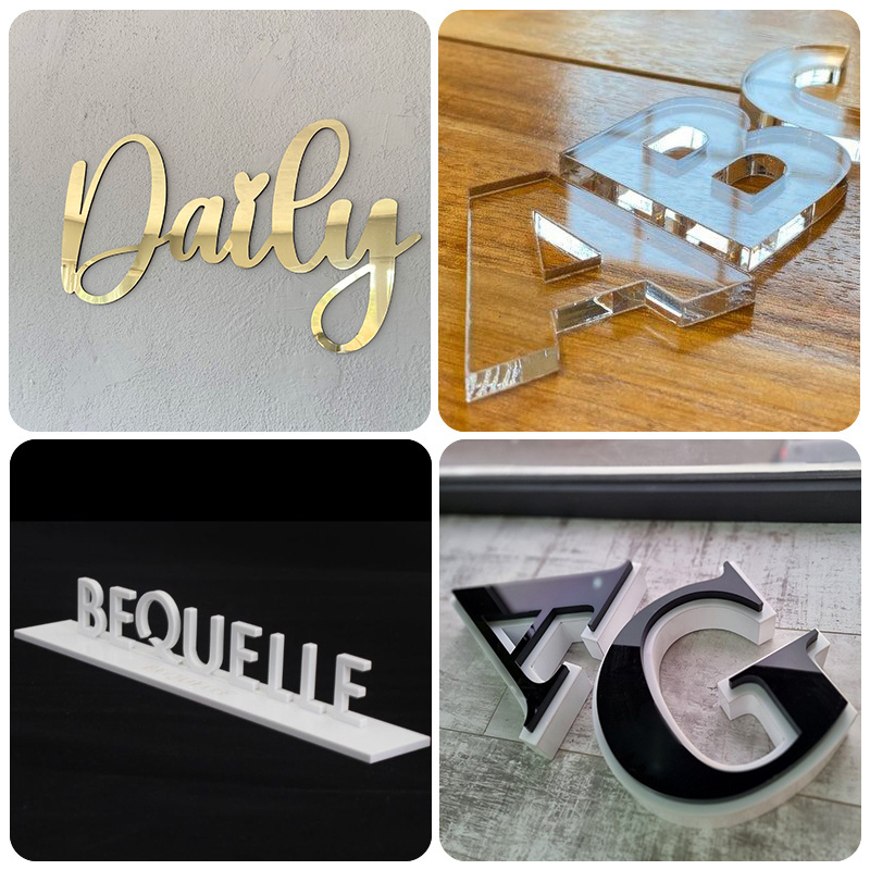 Non Illuminated Shop Name Board Gold Wall Letters For Business Shop Signs 3D Acrylic Letter Logo