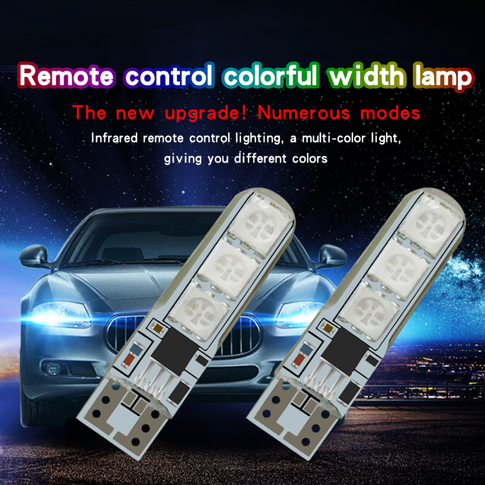 Factory supply T10 5050 6SMD RGB with Remote Control Multi Colors Changing LED Lamp auto car led interior music dancing light