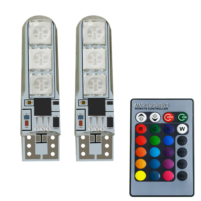 Factory supply T10 5050 6SMD RGB with Remote Control Multi Colors Changing LED Lamp auto car led interior music dancing light